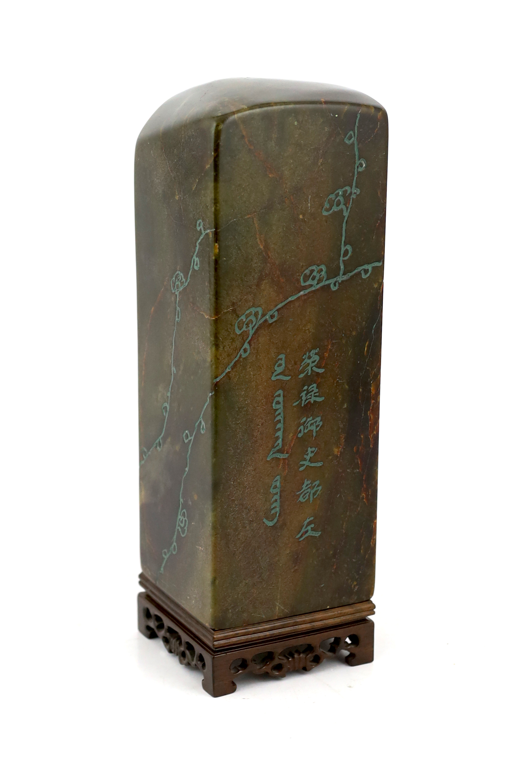 A large Chinese soapstone seal